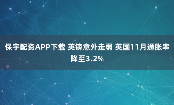 保宇配资APP下载 英镑意外走弱 英国11月通胀率降至3.2%